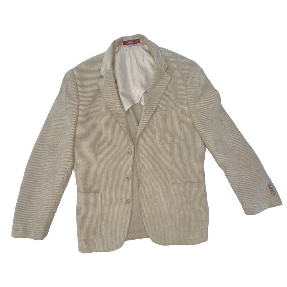 Jealous Italy Style Blazer Womens 40 Beige Corduroy Lined Jacket Casual Work